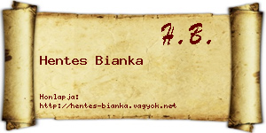 Hentes Bianka névjegykártya